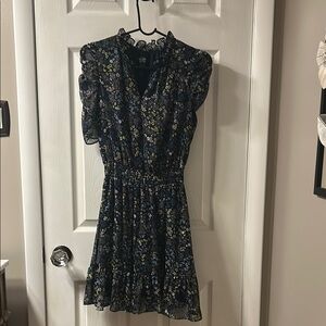 MSK Navy and Yellow Floral Mini Dress